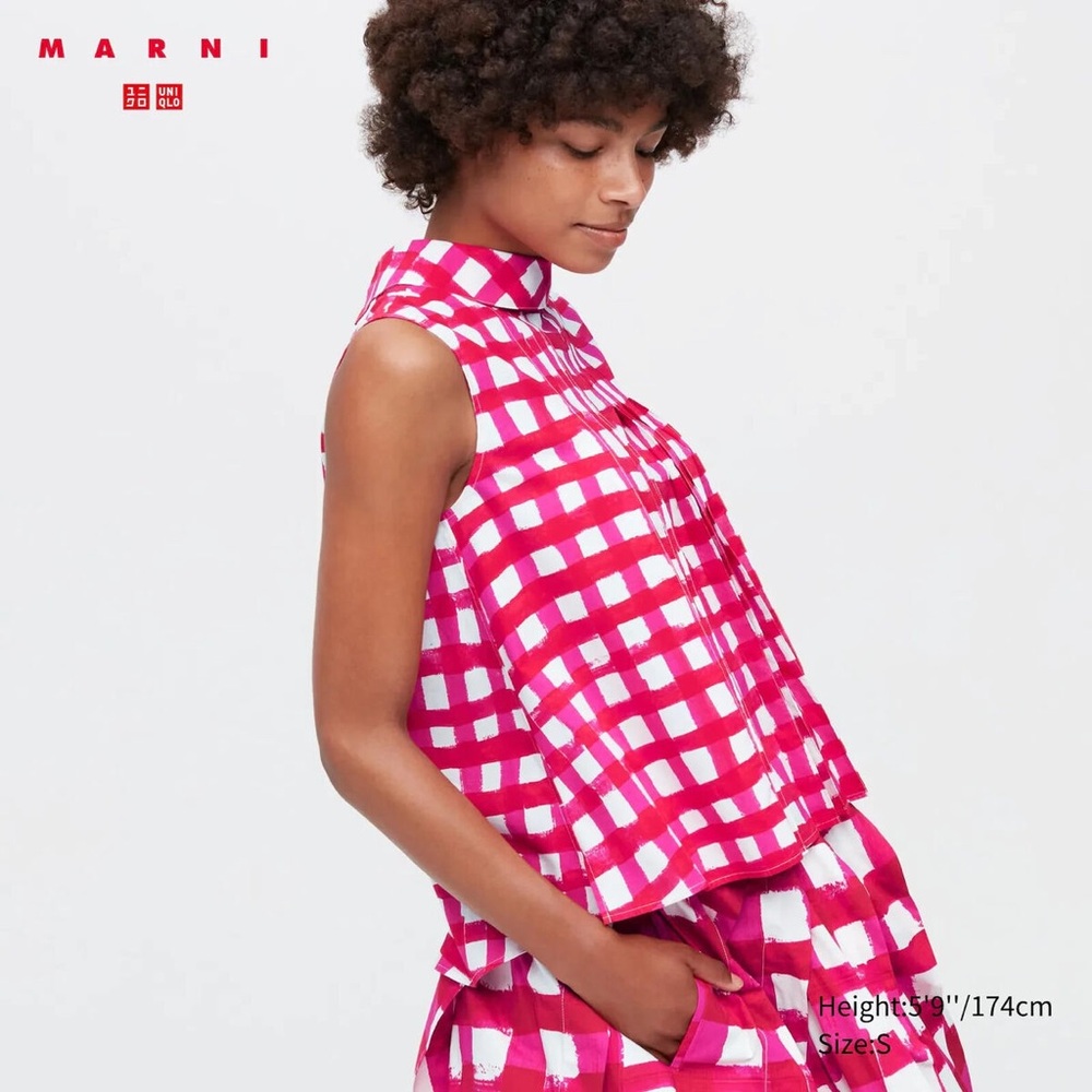 Marni x Uniqlo pink checkered top